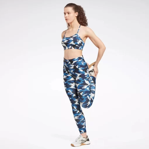 Sports Bras | Reebok Sports Bras Lux Skinny Strap Camo Print Sports Bra