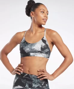 Sports Bras | Reebok Sports Bras Lux Strappy Allover Print Bold Bra