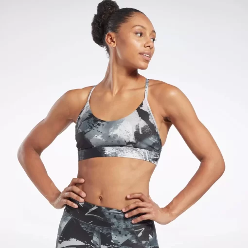 Sports Bras | Reebok Sports Bras Lux Strappy Allover Print Bold Bra