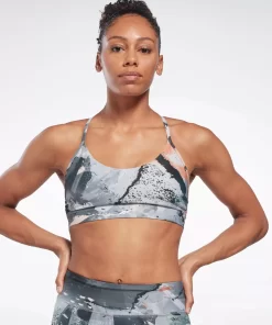 Sports Bras | Reebok Sports Bras Lux Strappy Allover Print Bold Bra