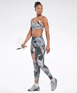 Sports Bras | Reebok Sports Bras Lux Strappy Allover Print Bold Bra