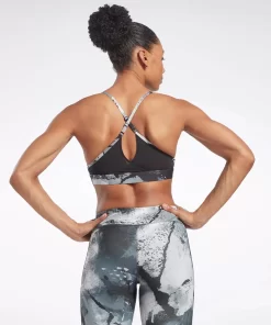 Sports Bras | Reebok Sports Bras Lux Strappy Allover Print Bold Bra