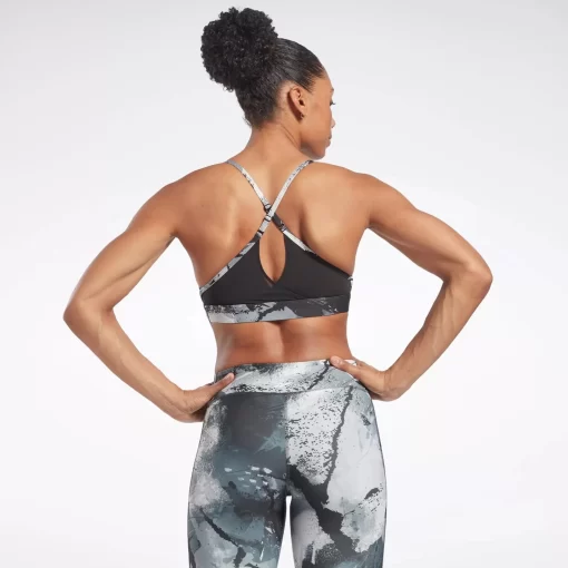 Sports Bras | Reebok Sports Bras Lux Strappy Allover Print Bold Bra