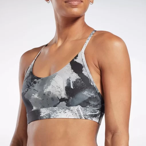 Sports Bras | Reebok Sports Bras Lux Strappy Allover Print Bold Bra