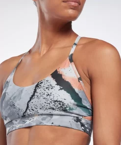 Sports Bras | Reebok Sports Bras Lux Strappy Allover Print Bold Bra