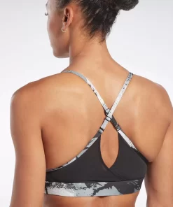 Sports Bras | Reebok Sports Bras Lux Strappy Allover Print Bold Bra