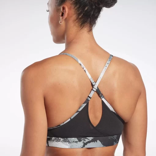 Sports Bras | Reebok Sports Bras Lux Strappy Allover Print Bold Bra